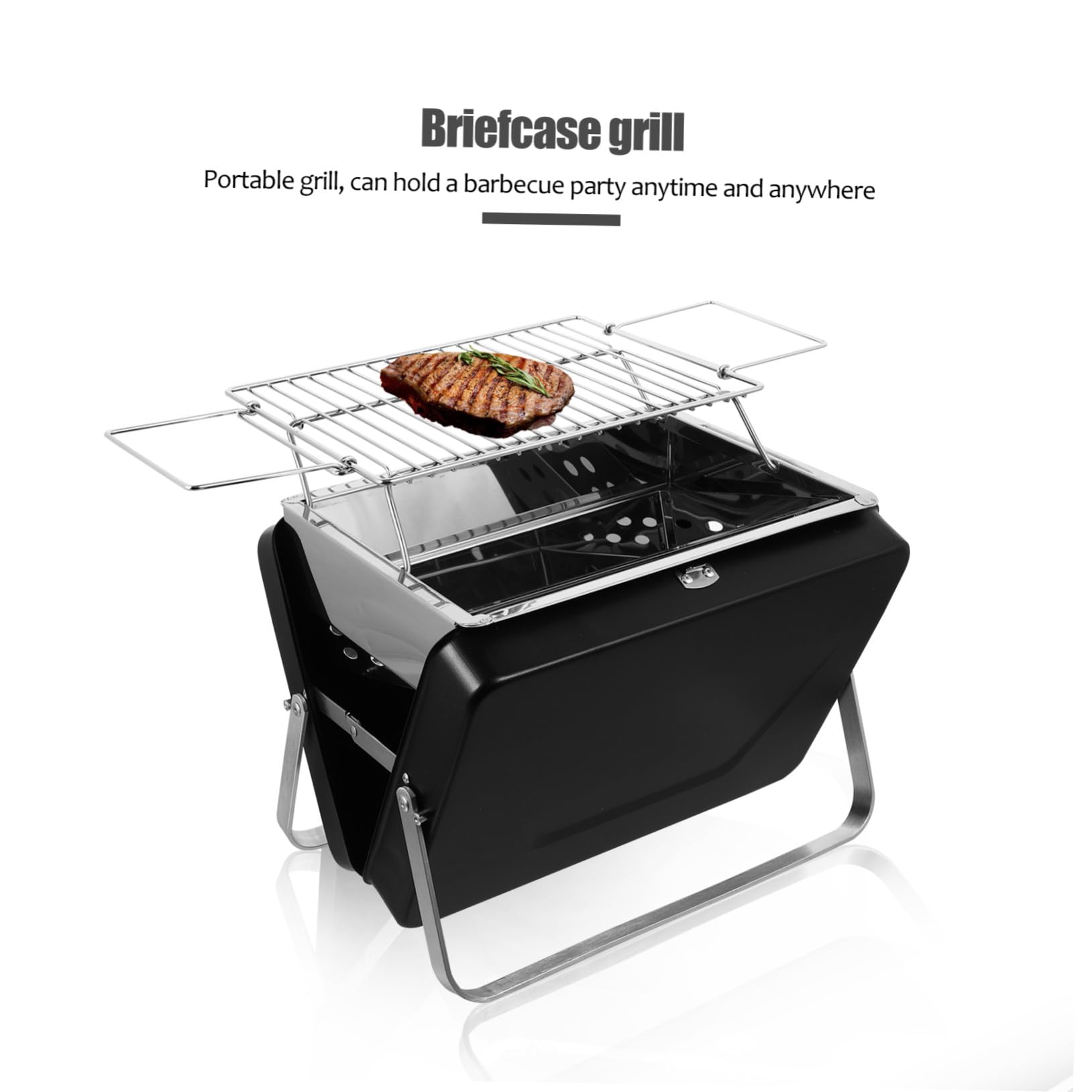 DOITOOL Mini Griglia a Carbone Portatile Pieghevole in Stile Valigetta Griglia per Barbecue da Picnic e Campeggio senza Installazione Facile da Trasportare e Riporre per Barbecue