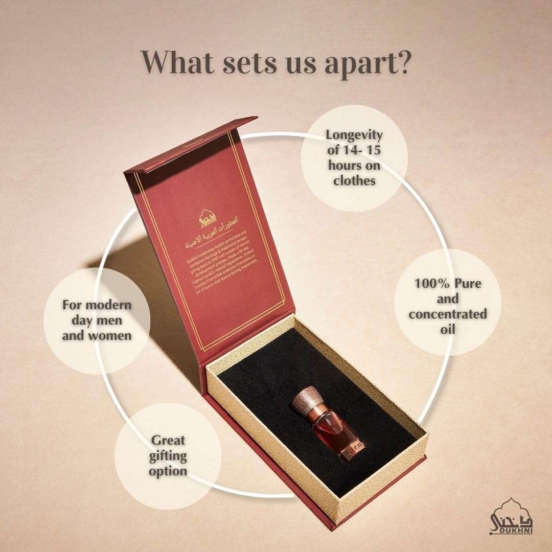 Dukhni Dehn Al Oud Attar For the Oud Connoisseur | Authentic Arabic Fragrance Oil | Special Luxury Gifting | 1 bottle x 6ml | Arabian Perfume Oil