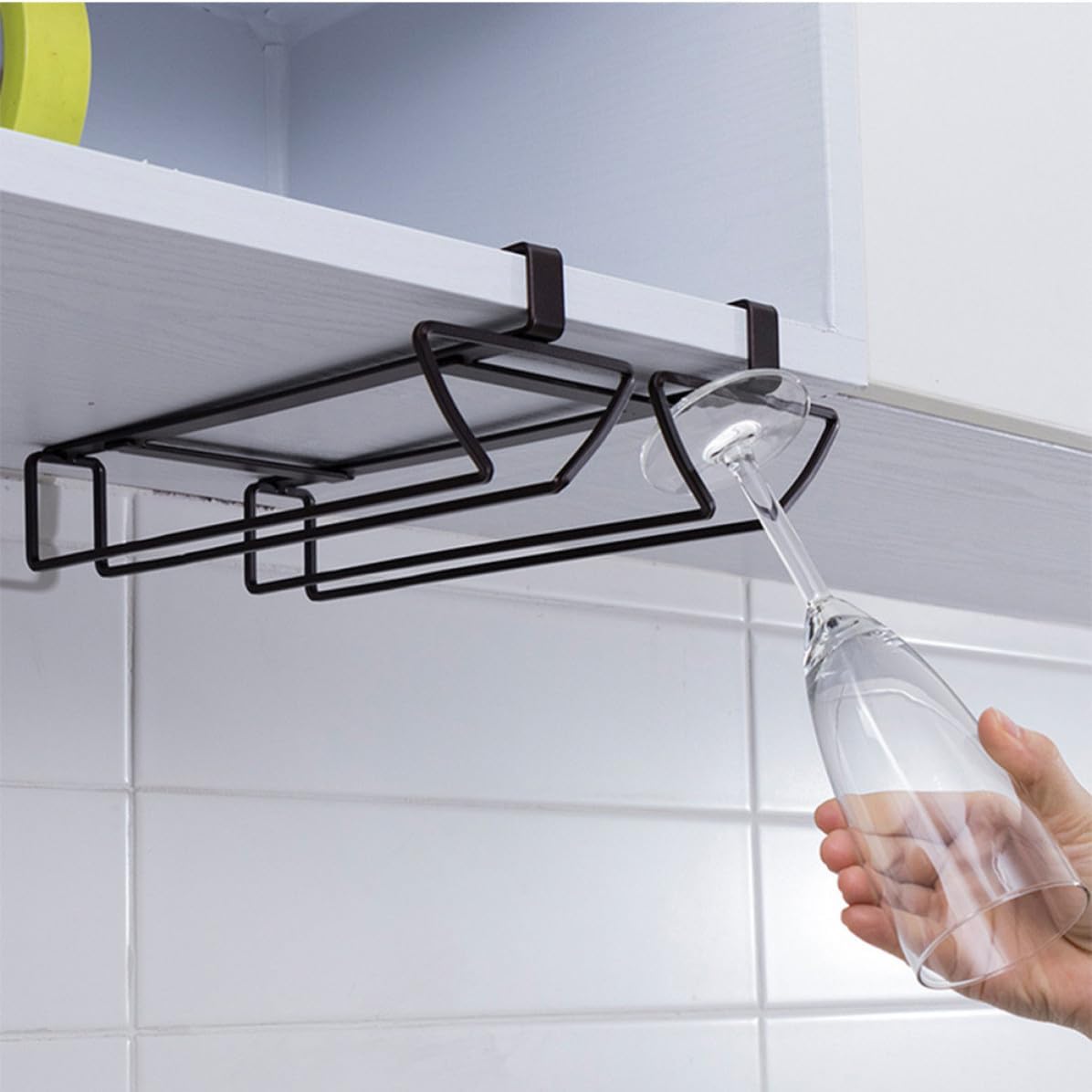 Alipis Double Row Iron Wine Glass Holder Rack for Stemware Cabinets