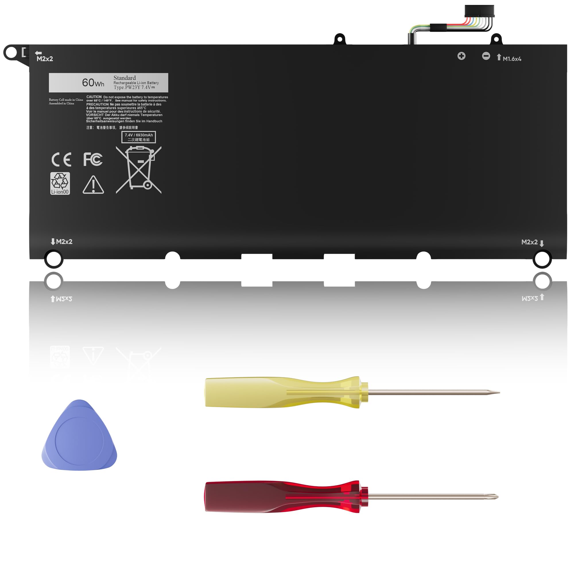 New PW23Y Laptop Battery Replacement for Dell XPS 13 9360 P54G002 13-9360-D1605G 13-9360-D1605T 13-9360-D1609 13-9360-D1609G 13-9360-D1705G Series Rechargeable TP1GT RNP72 0RNP72 0TP1GT