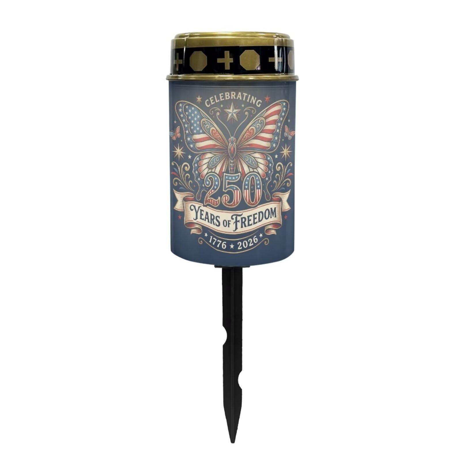 Uorisanigo 250 Years Solar Cemetery Light – American Flag Butterfly Pattern, Flameless Memorial Candle, Patriotic Grave Decor for Independence Day & Memorial Day