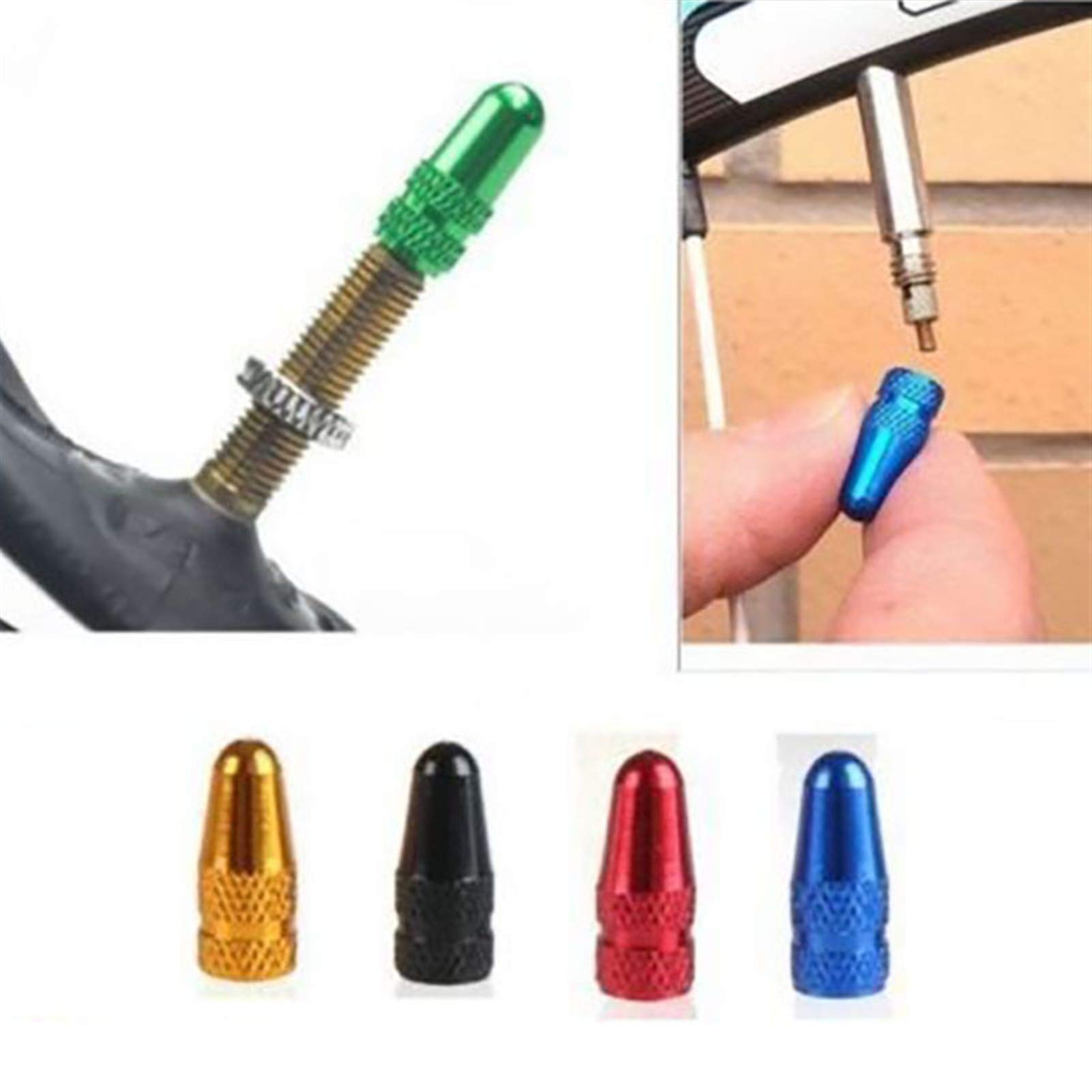 UYSELA Ventilverschraubung, 2 Stück Fahrrad-Ventilkappe, Aluminium, Fahrrad-Pr-es-ta-Ventilkappe, Hochdruckspikes, Reifenventil, Staubschutz, M-T-B, Fahrrad, Fahrrad (Farbe: 2 Stück Typ B Blau)