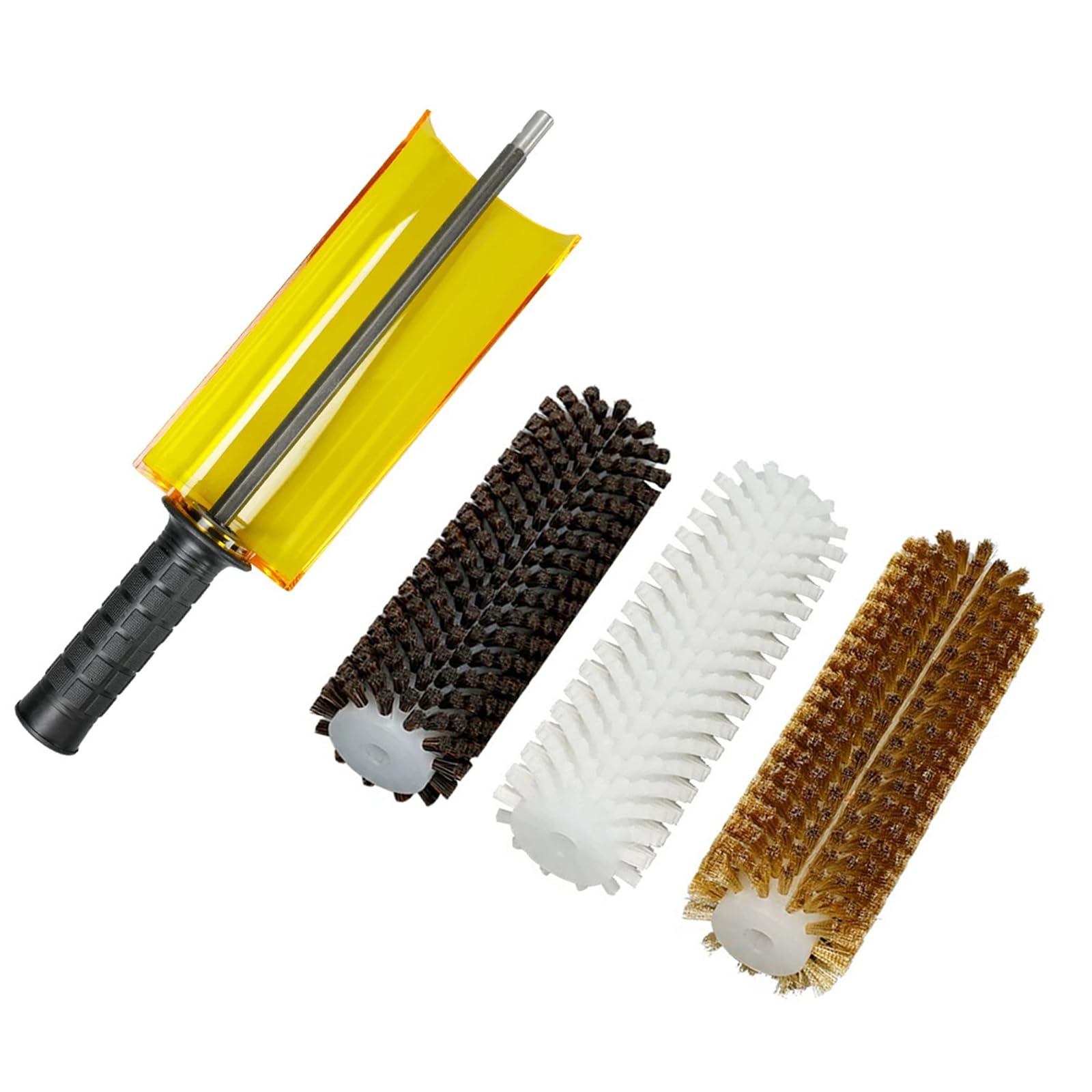Kit De Cepillos Giratorios para Esquís, Mango del Cepillo Giratorio, Kit De Cepillos para Cera De Snowboard De Una O Dos Tablas con 3 Cepillos De Nailon, Latón Y Crin De 300mm