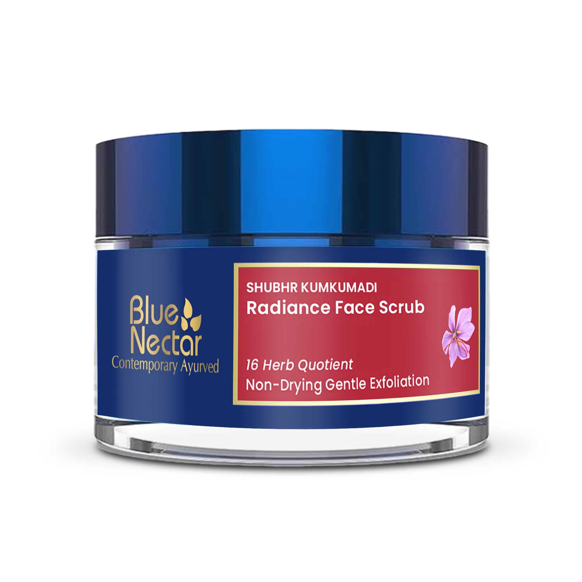 Blue Nectar Ayurvedic Brightening & Radiance Face Scrub with Kumkumadi Tailam | Naturally Exfoliating Scrub for Men & Women with Walnut & Kumkumadi (16 Herbs, 50g)