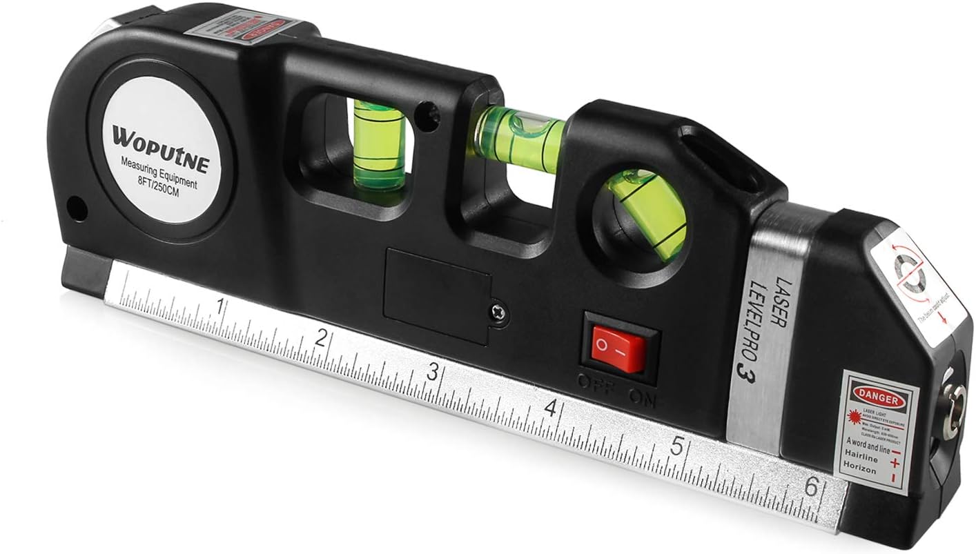 Multipurpose Measuring Tool, Spirit Level, Laser Level, Tape Measure, Battery Included