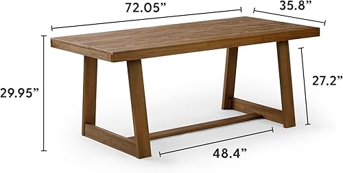 Miniatura 2 de Plank+Beam - Mesa de comedor de granja de 72 pulgadas, mesa de cocina rústica de madera maciza, mesa de cena grande rectangular de madera para Pecan
