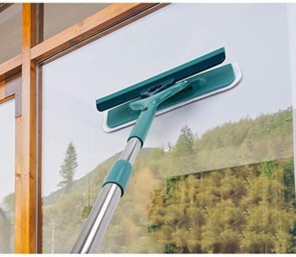 Glass Cleaner Artifact Home-Professional Window Cleaning Combo Squeegee Microfiber Window Scrubber Stainless Steel