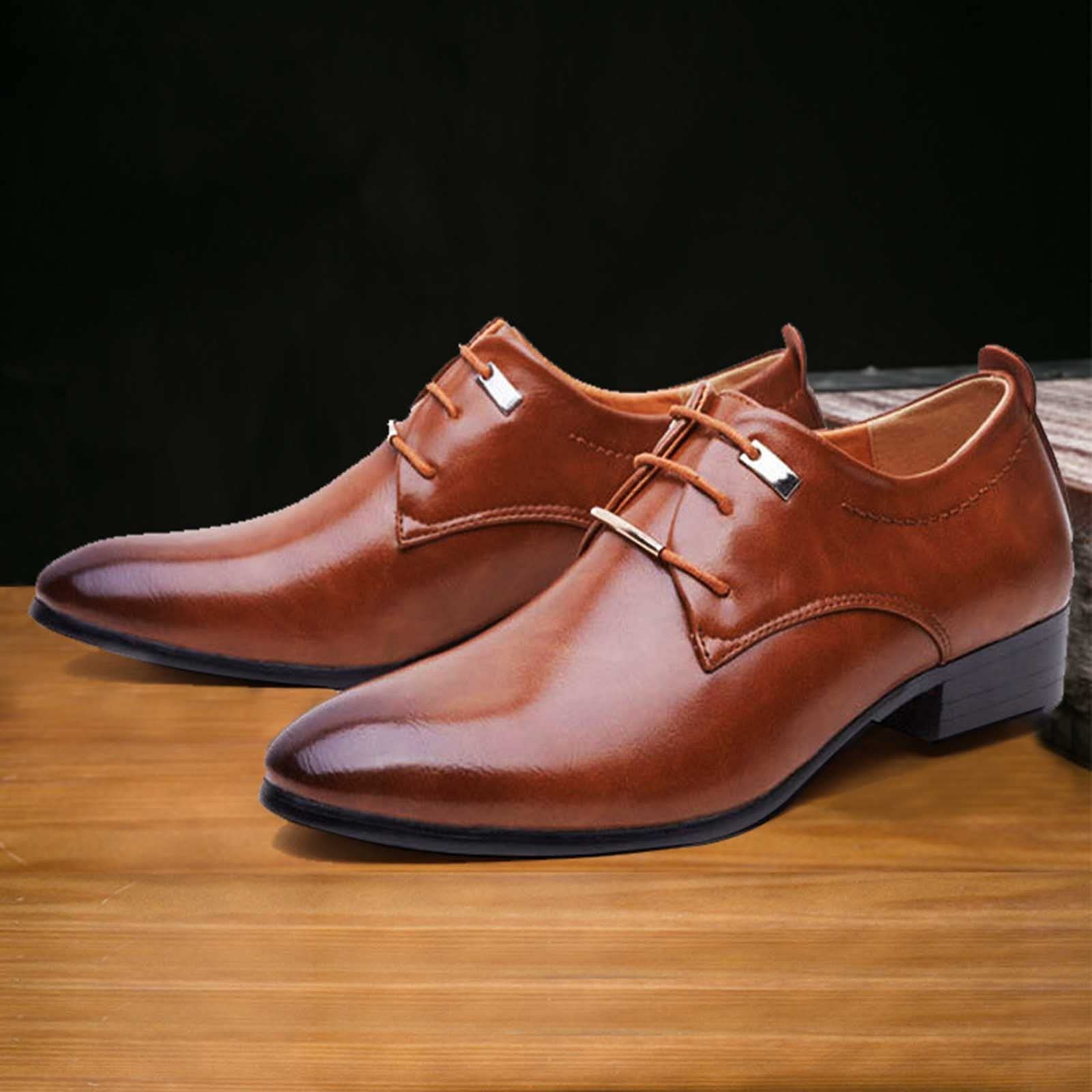 Buty na spuchnięte stopy Męskie buty Klasyczny brytyjski Retro Szpiczasty nosek Sznurowane Business Casual Buty ze szpiczastymi noskami Męskie skórzane buty wyjściowe Szeroka szerokość