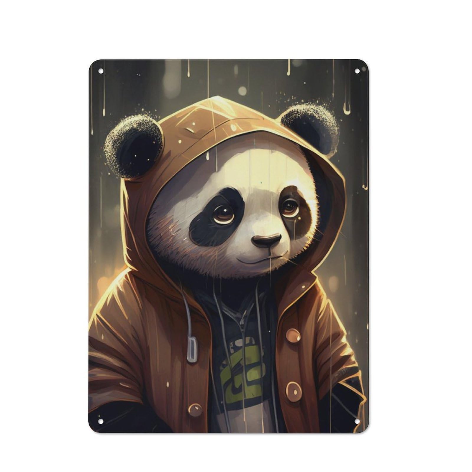 Junmoney Panda Manga Anime Metal Sign 40X30cm With For Home Bar Wall, Rustic Decor, For Collectors Decorating Home Bars And Entertaining Spaces