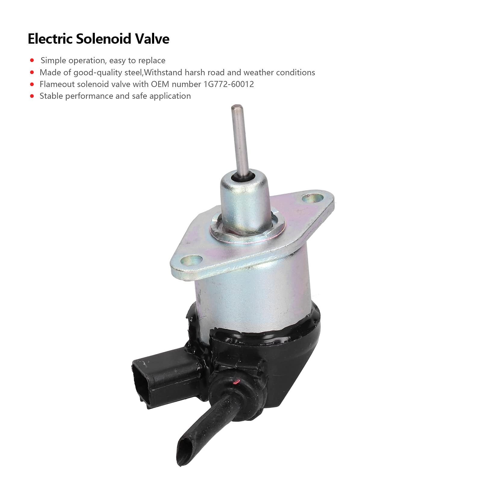 Solenoide di arresto del carburante, elettrovalvola a solenoide elettrica durevole 1G772-60012 per auto