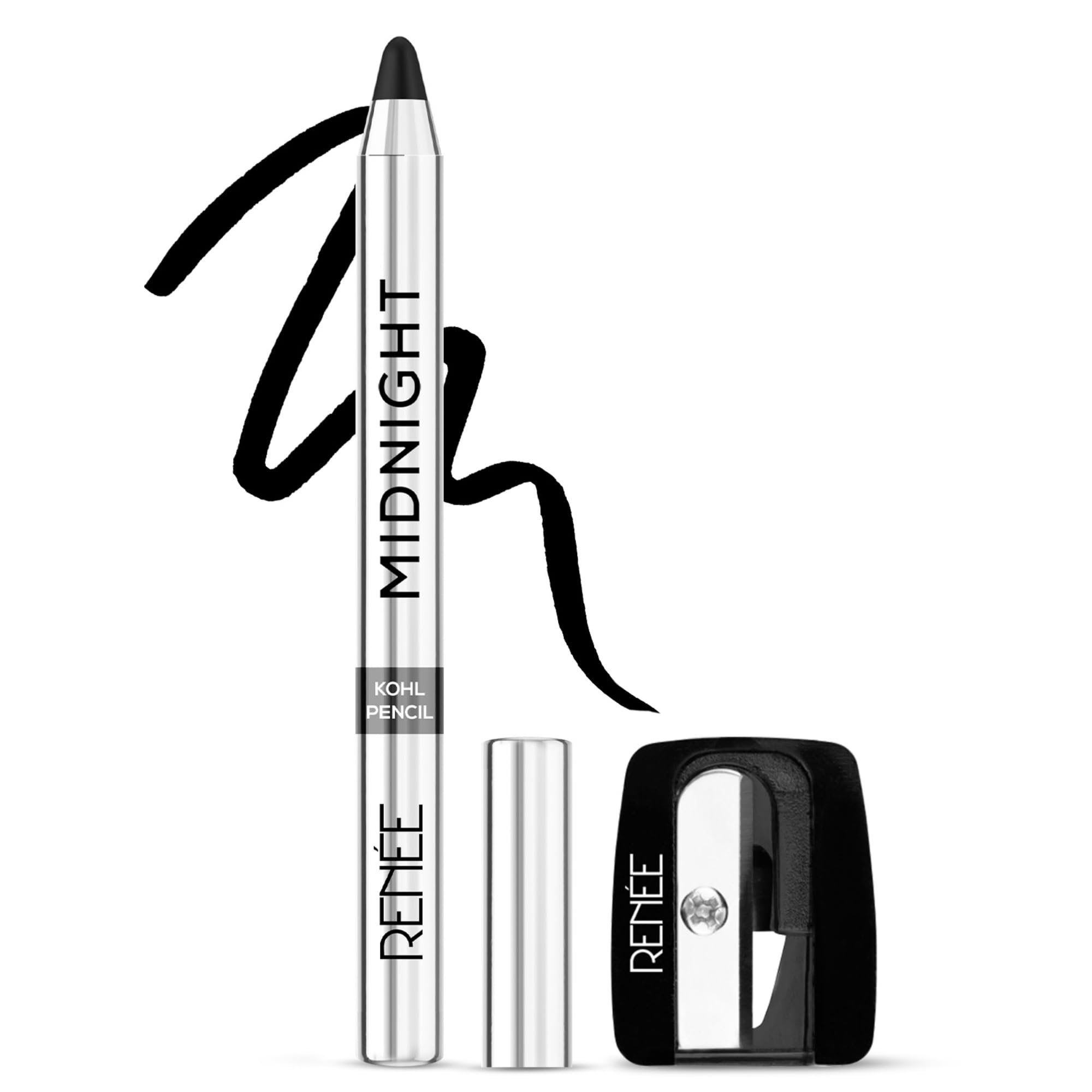 RENEE Midnight Mini Kohl Pencil, Darkest black, One-Swipe-Application with rich color Payoff, Smudgeproof and waterproof, Enriched with Vitamin E, Olive Oil and Castor Oil, 0.6Gm-picture-10