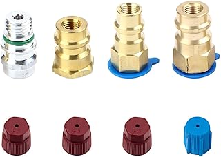 AutoRocking R12/R22/R502 to R134A Refrigerant Adapter Conversion Valve 1/4" SAE High Side Port 3/8"-24UNF Low Side Port 7/16"-20UNF (Pack of 4)