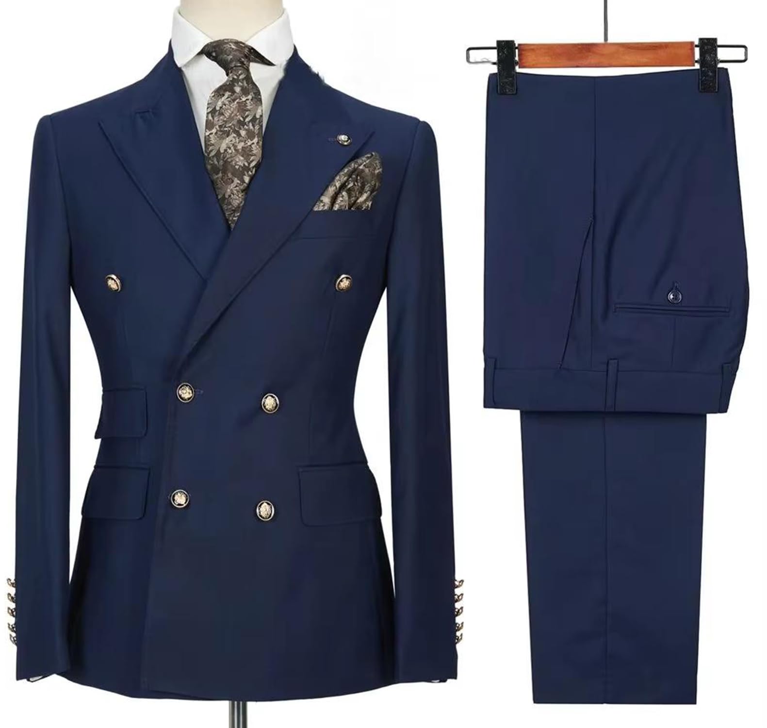 Uomo 2-Piece Suit Formal Smoking per Banchetti di Nozze Bottoni a Doppio Petto Giacca con Pantaloni