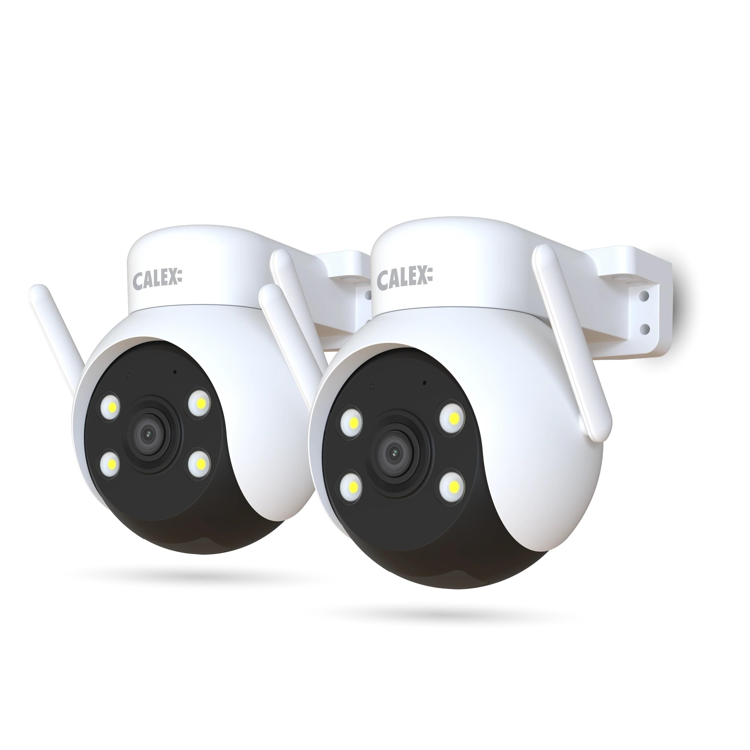 CALEX - 2-Pack Smart Security PTZ Camera 2K with 360° Panning, Nightvision, 2 Way Audio & App Control, for Outdoor