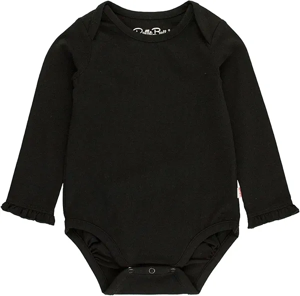 RuffleButts Baby/Toddler Girls Knit Long Sleeve Ruffle Layering Bodysuit with Snaps