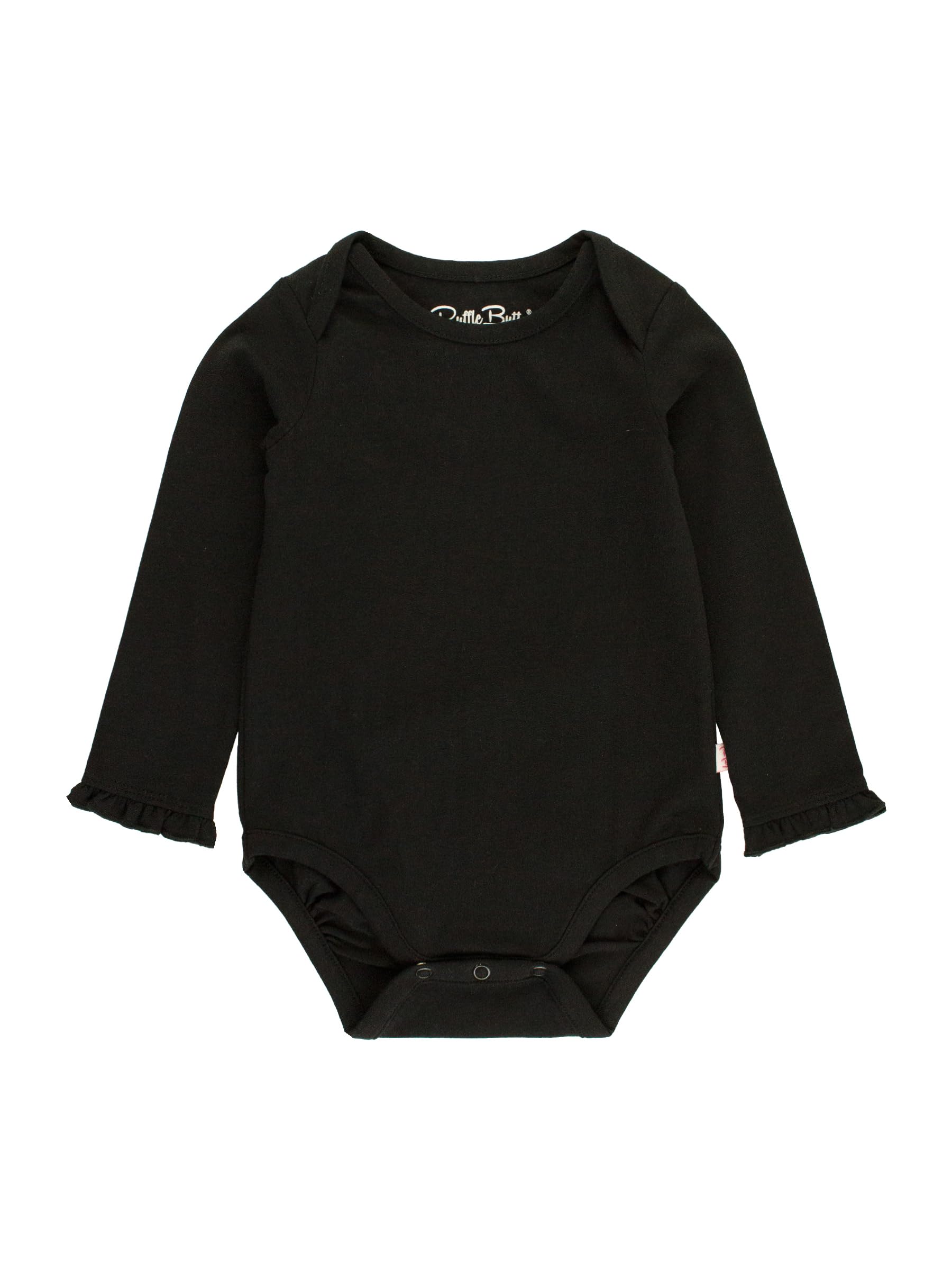 RuffleButts Baby/Toddler Girls Knit Long Sleeve Ruffle Layering Bodysuit with Snaps