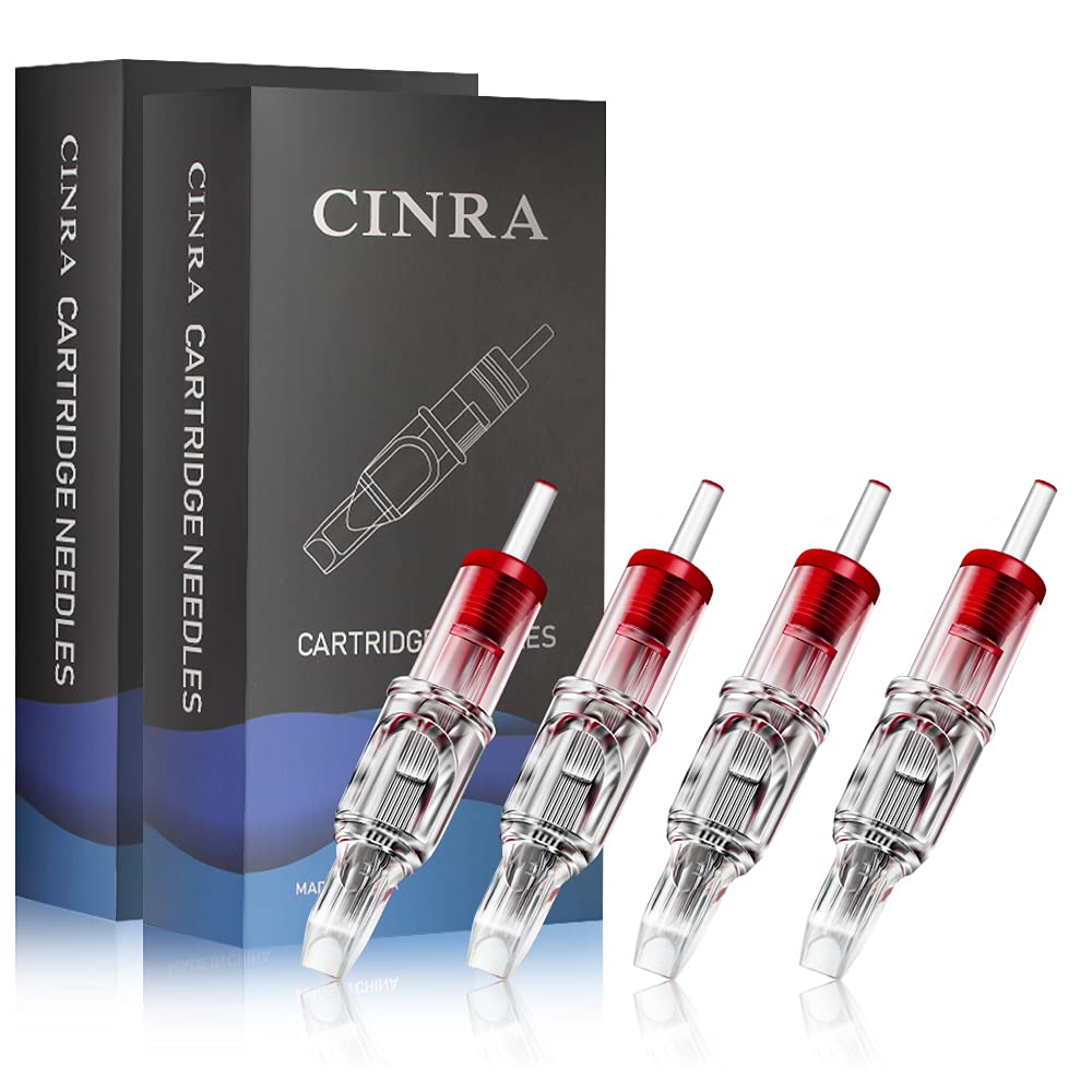 CINRA Tattoo Needle Cartridges, 40Pcs Tattoo Cartridge Needles Mix Size 5RM 7RM 9RM 11RM Curved Magnum Cartridge Tattoo Needles for Cartridge Machine Pen Tattoo Supplies