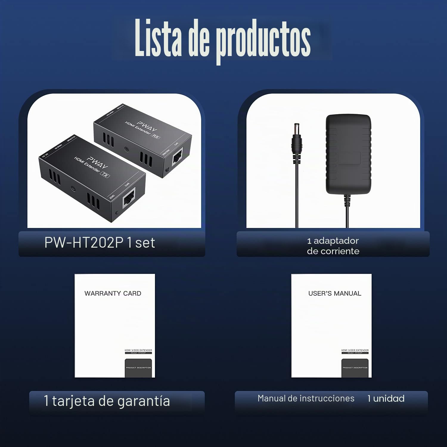 PWAY PW-HT202P(POC) HDMI Extender Extensor 165ft/50m Sin Comprimir Solo Cat6 Transmision sobre Soporte De Full HD 1080P 3D EDID uno Power Supply (UTP+RJ45+Transmisor+Receptor)