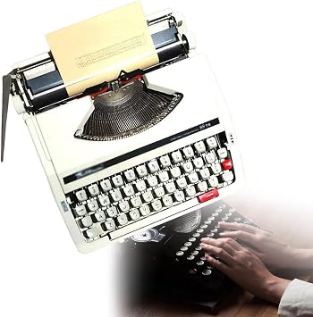 Typewriter Machine Vintage, Classic Old Fashioned Manual Typewriter, Mechanical English Typewriter, Old-Fashioned Traditional Portable Manual Typewriter, For Notes or Letters or Creative Writing,White