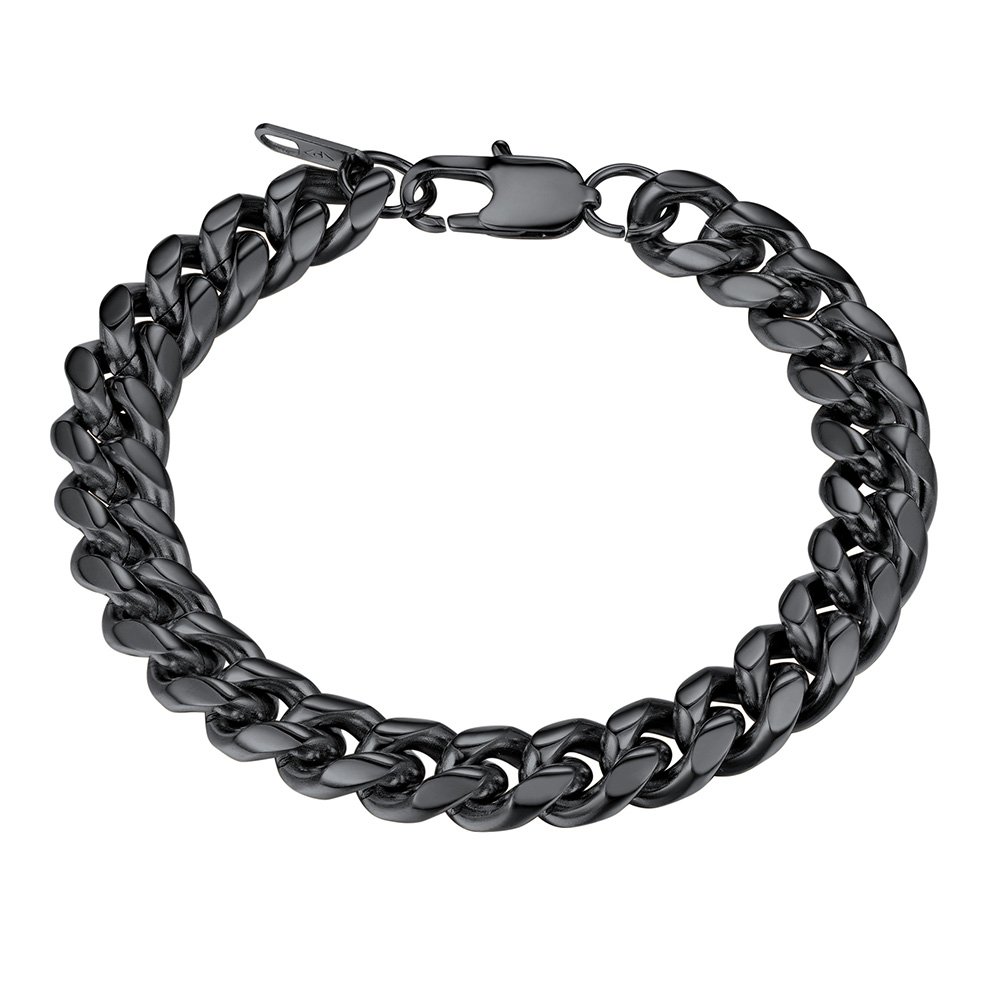PROSTEEL Stainless Steel Bracelet for Men Women, Stylish Cuban Link Bracelets, Black/18K Gold Plated, W:4.8mm/6mm/10mm/14mm, L:19cm/21cm, Come Box