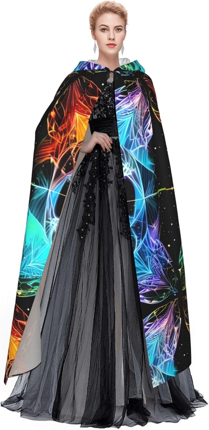 Eight Dimensional Space Men Women Halloween Role Play Party Decoration Hooded Poncho Black