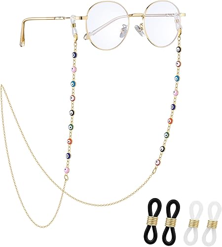 JURYLOO Cadena para anteojos para mujeres y hombres, con cuentas para el cuello, correa para gafas, soporte para gafas, cordón