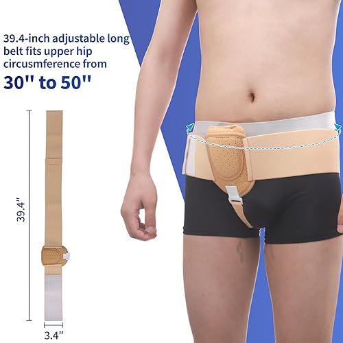Miniatura 6 de Cinturones de hernia para hombres y mujeres, cinturón de soporte de hernia inguinal con almohadilla de compresión extraíble, braguero de hernia