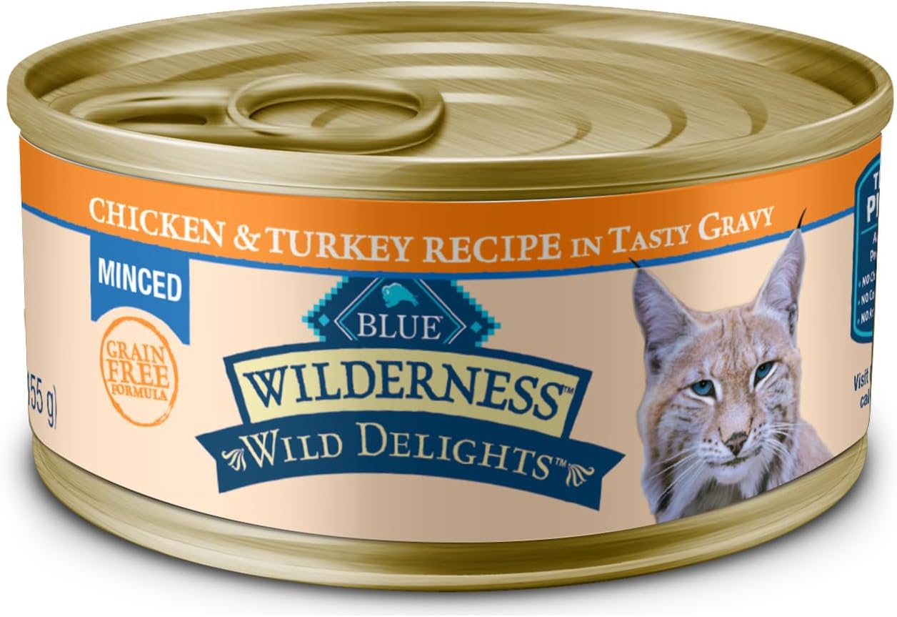Wilderness Wild Delights Minced Natural Wet Cat Food, Chicken & Turkey in Tasty Gravy, 5.5-oz. Cans, 24-Pack