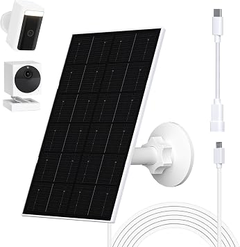 4W Solar Panel for WYZE Camera, USB-C & Micro USB Adapter, 9.8ft Cable, IP66 Waterproof, 360 Mount, Compatible with WYZE Battery Cam Pro, Outdoor Cam V1/V2 1 Pack