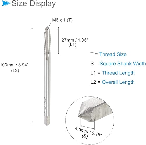 Miniatura 2 de Grifos de fresado de rosca, rosca métrica M6 x 1 H2, máquina de acero de alta velocidad, herramienta de roscado de tornillos de 3 flautas rectas