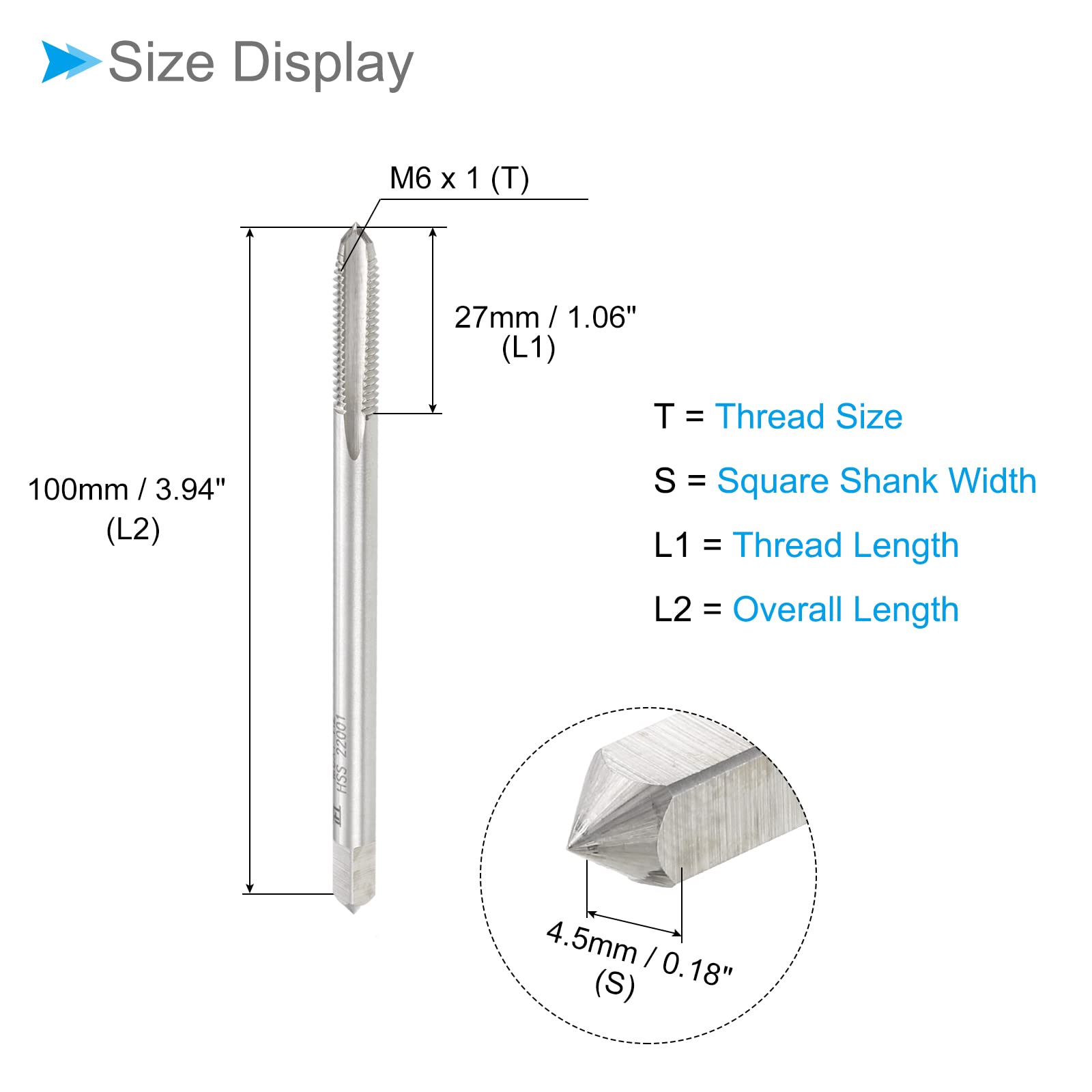 Maschio Filettatura M6x1 H2 - Acciaio Alta Velocità, 3 Flauti Dritti, Per Foratura E Fresatura - Foto 2