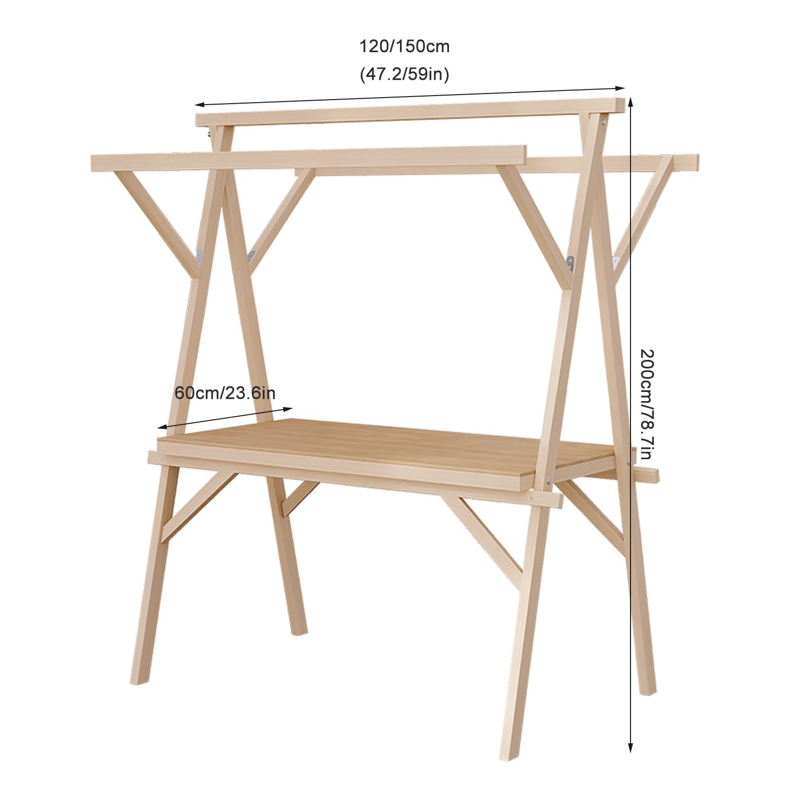 Przenośny drewniany mobilny wózek dostawcy, stojak na targi, na imprezy plenerowe, łatwy montaż, na imprezy, wesela, urodziny, grille, niebieski, 120 cm / 47.2in
