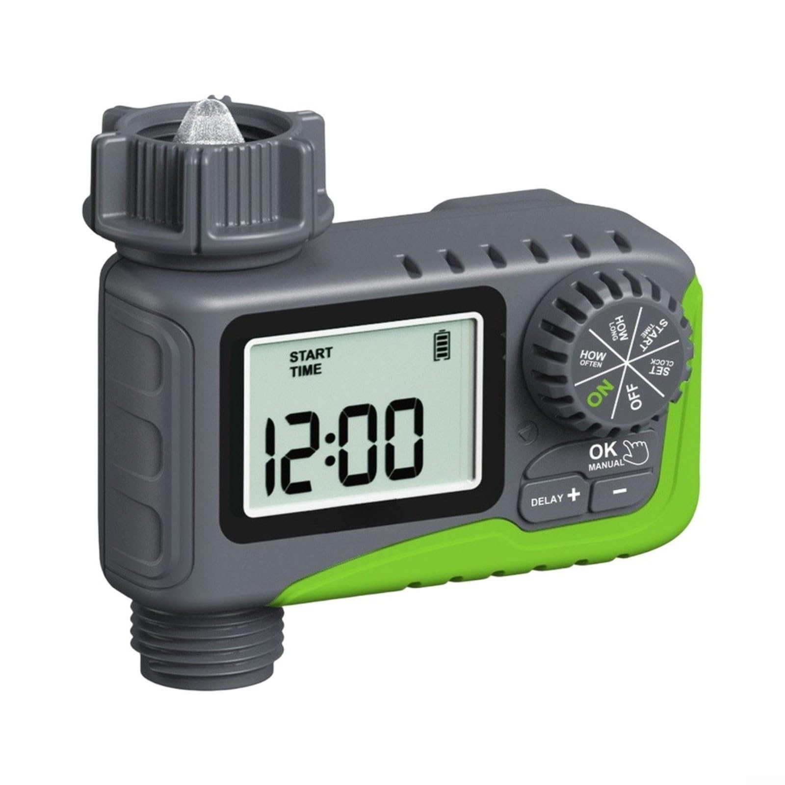 Irrigazione automatica con ritardo della pioggia | Timer per tubo da giardino per irrigazione automatica, controllo manuale e display LCD, nero
