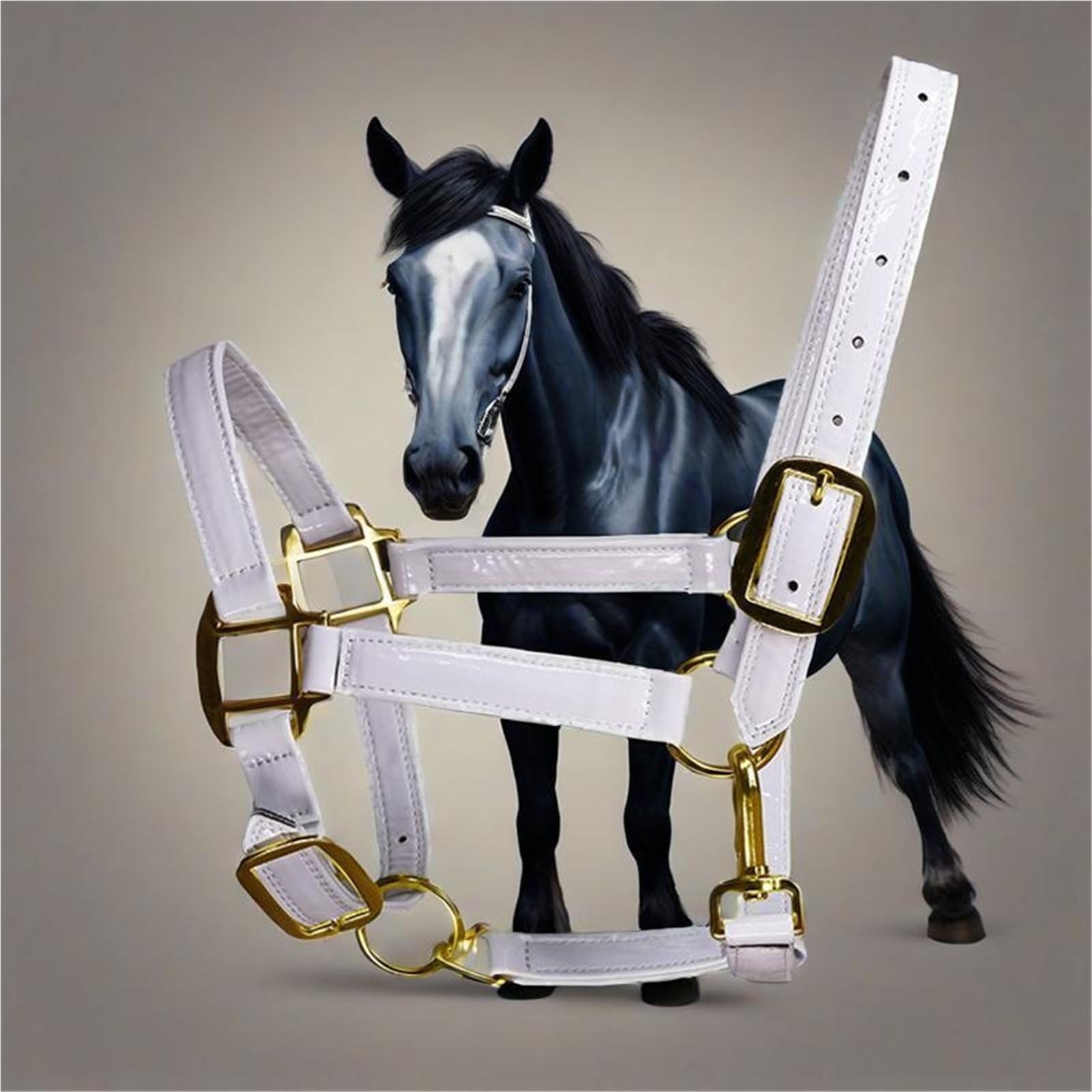Halfter Für Pferde Leder-Pferdehalter, Reitausrüstung, Halsband, Pferdestall, Schutz(Black)