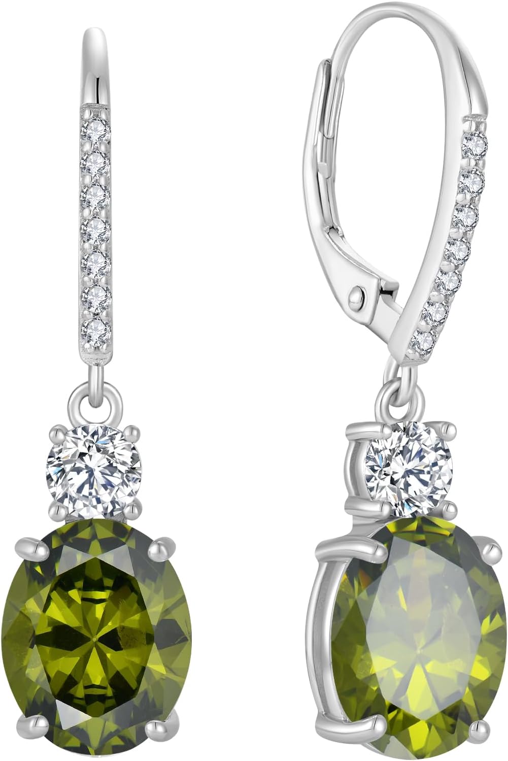 FJ Dangle Drop Earrings 925 Sterling Silver Solitaire Leverback Earrings Birthstone Jewelry for Women