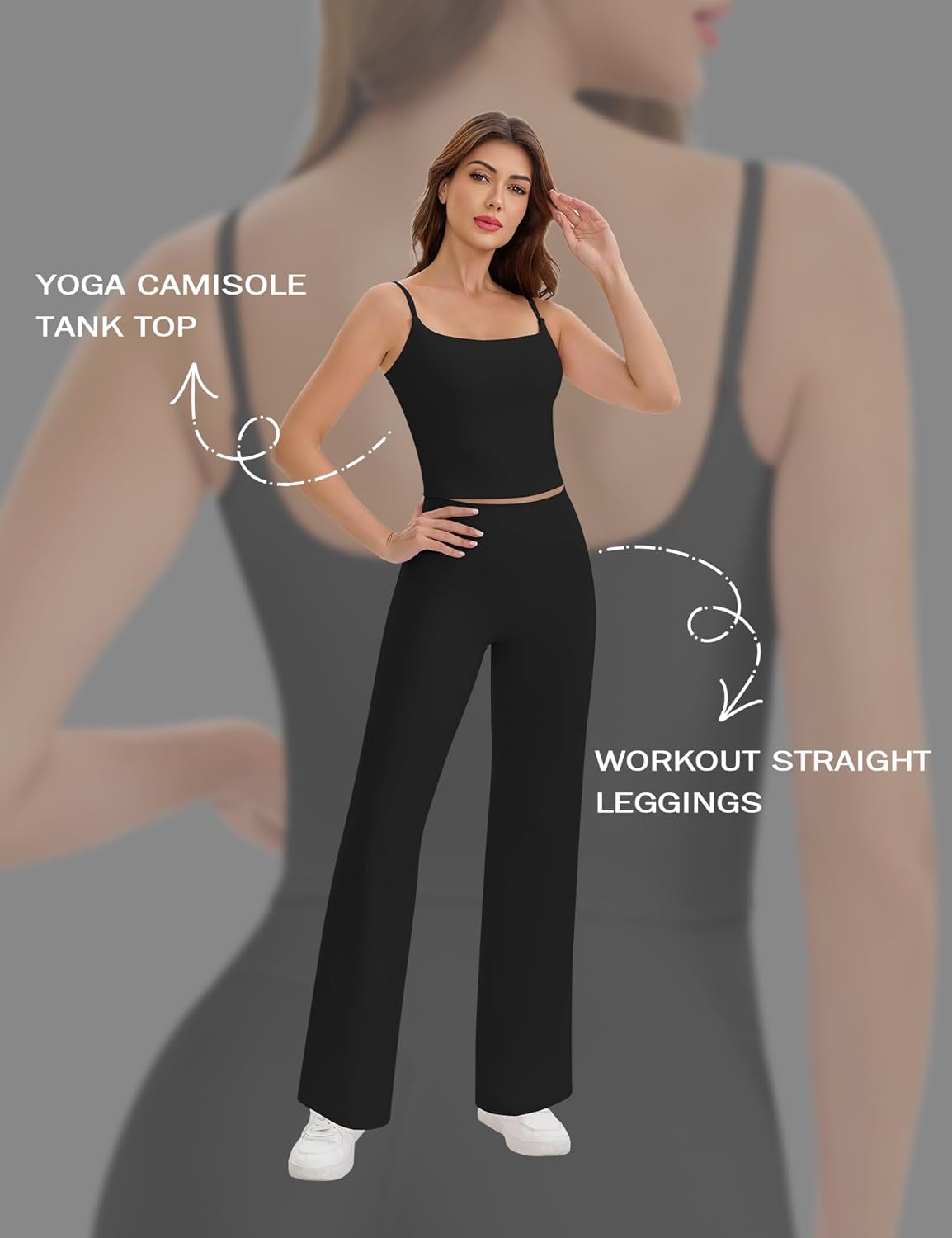 Strappy Crop Top for Women Scoop Neck Longline Gym Workout Sports Bras Built in Removable Pads Yoga Camisole Tank Top - Image 4