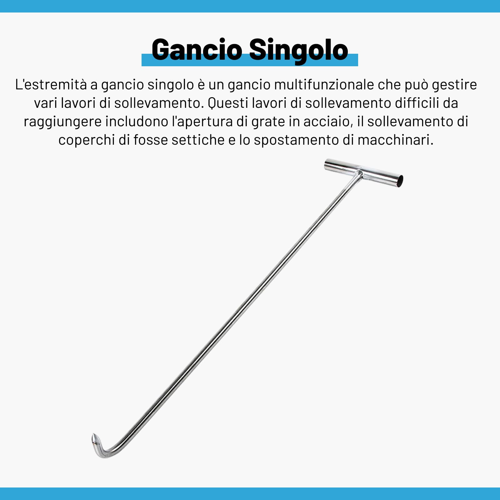 Strumento per Gancio per tombino Molle di Sollevamento per Porta Apri Coperchio per tombino Sollevatore per fogna Strumento di utilità Versatile e, 68 cm affilato