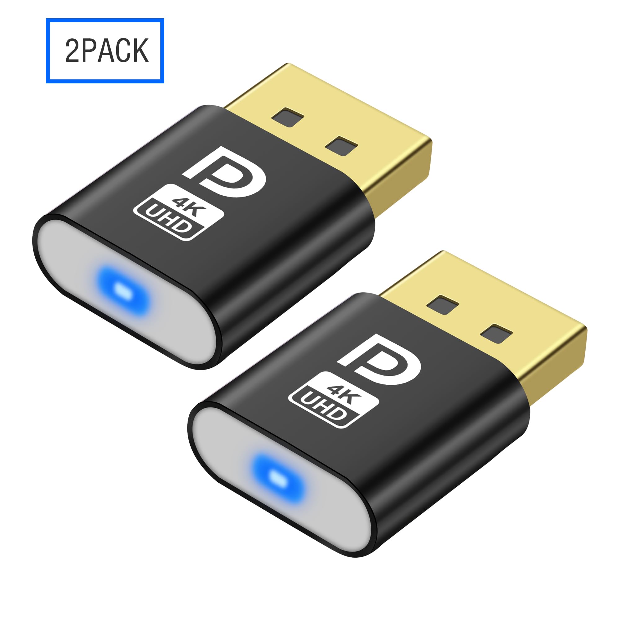 MEIRIYFA Display Port Headless Ghost Display Emulator 4K DisplayPort Dummy Plug EDID Emulator Virtual Display Adattatore per Crypto Mining, Remote Server, Desktop virtuali (2PCS)