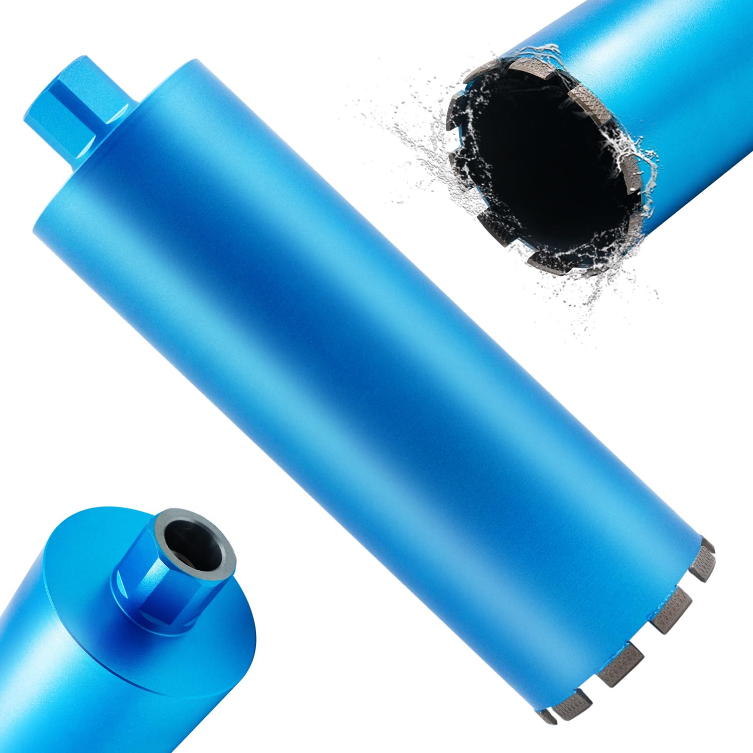5" Wet Diamond Core Drill Bits for Concrete with Rebar, Brick, Block, Masonry, 15" Drilling Depth, 1-1/4-7" Thread, Laser-Welded Segments for Construction & DIY Home Renovation