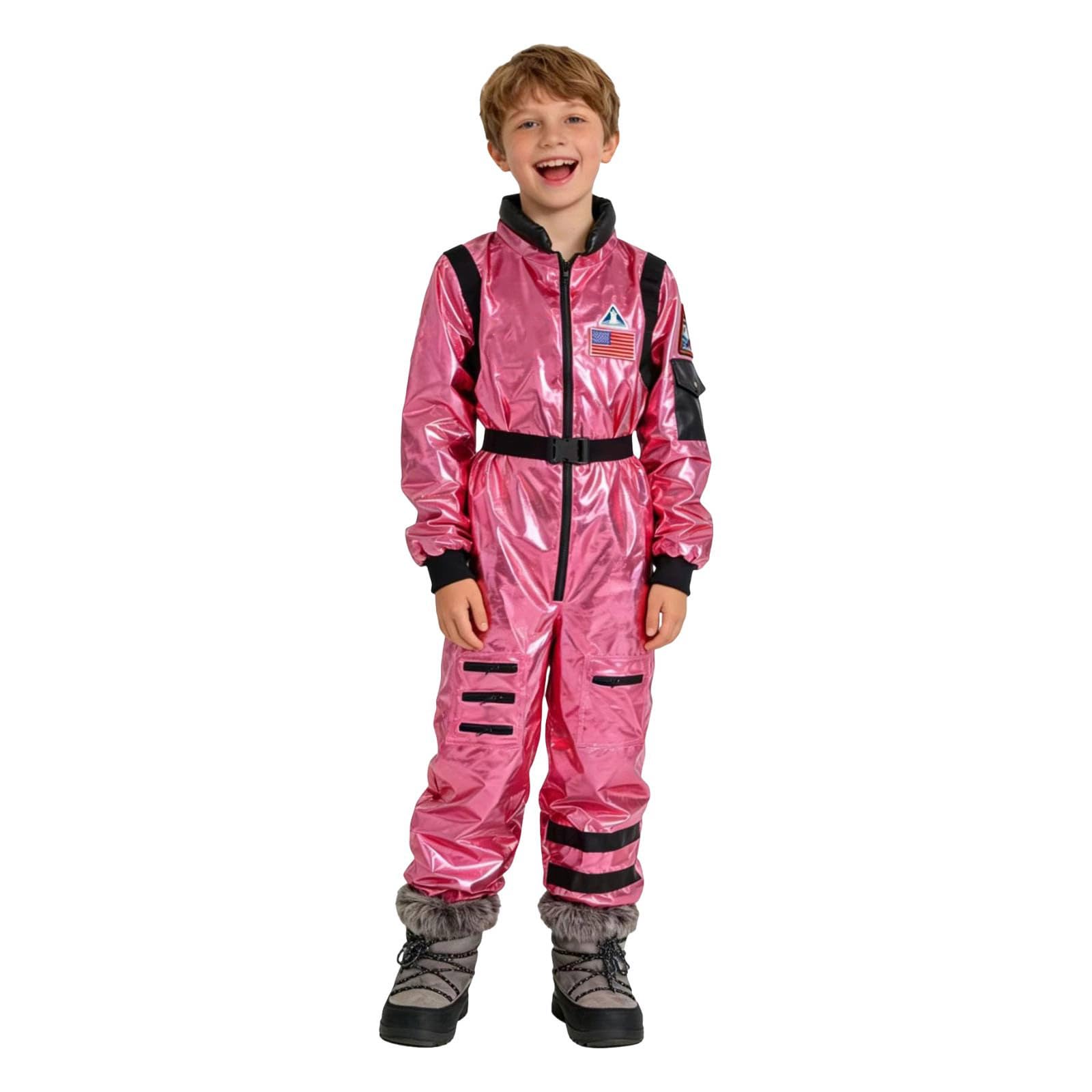 Generico Costume Halloween Bambina Tuta Astronauta Rosa per Festa a Tema Spaziale Travestimento Femminile Originale