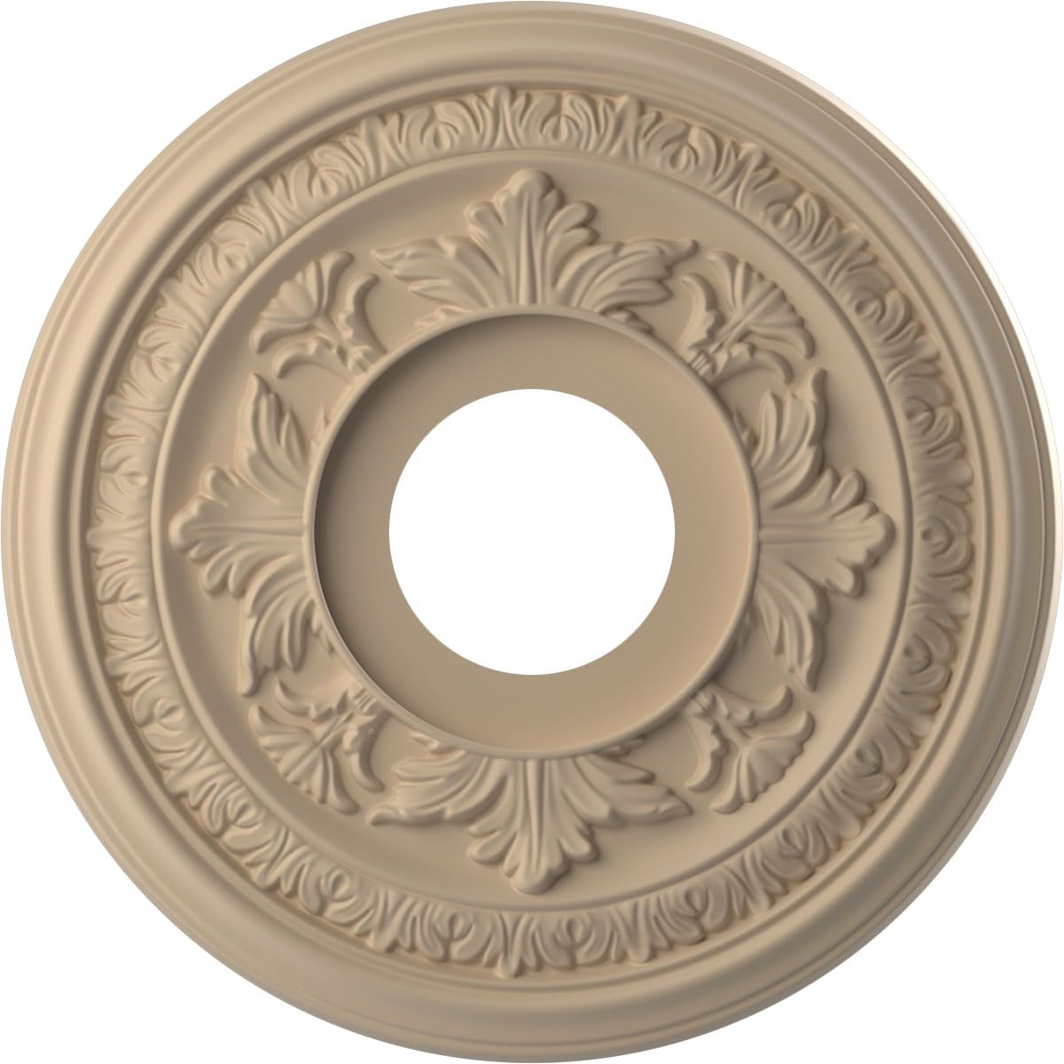 Ekena Millwork 13"OD x 3 1/2"ID x 3/4"P Baltimore Thermoformed PVC Ceiling Medallion (Fits Canopies up to 5 1/4"), UltraCover Satin Smokey Beige