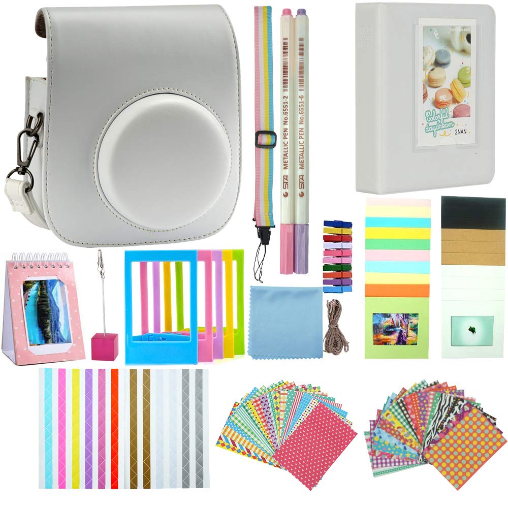 A ANTER Instant Camera Accessories Compatible with Fujifilm Instax Mini 12 11 9 Instant Film Camera - Clay White
