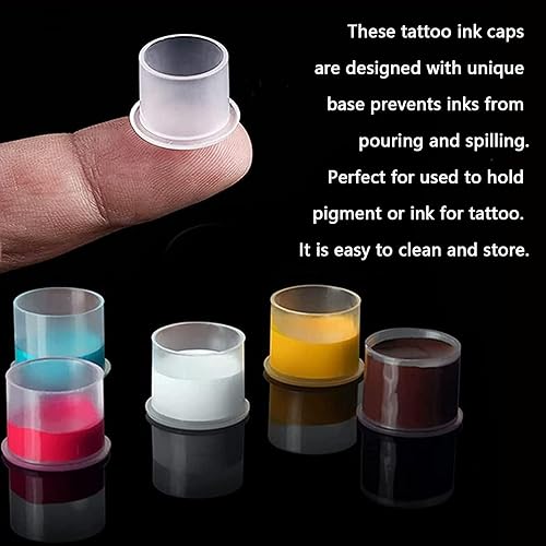 Miniatura 2 de Tapas de tinta de tatuaje con base, 300 vasos de tinta de plástico, tapas de tinta desechables para suministros de tatuaje de tinta
