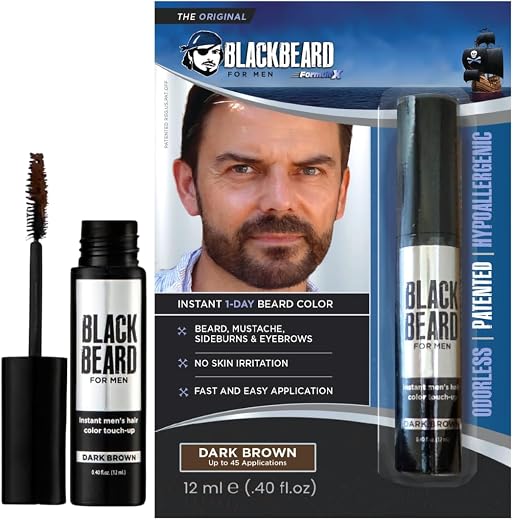 Blackbeard for Men - Instant Brush-On Beard & Mustache Color - (Dark Brown) by Blackbeard for Men