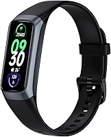 YBYHFAA Fitness Tracker Smart Watch: 1.1" AMOLED Screen, 24/7 Heart Rate Blood Oxygen Sleep Monitor, IP68 Waterproof, 25 Sports Modes for Men Women (Black)
