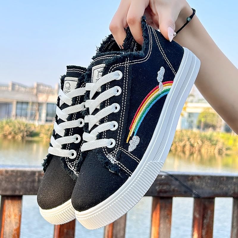 Rainbow Walking Shoes Canvas Y2K Walking Cute Sneakers for Women Thick Sole LGBTQ+ Parades Queer Party Pride Month3