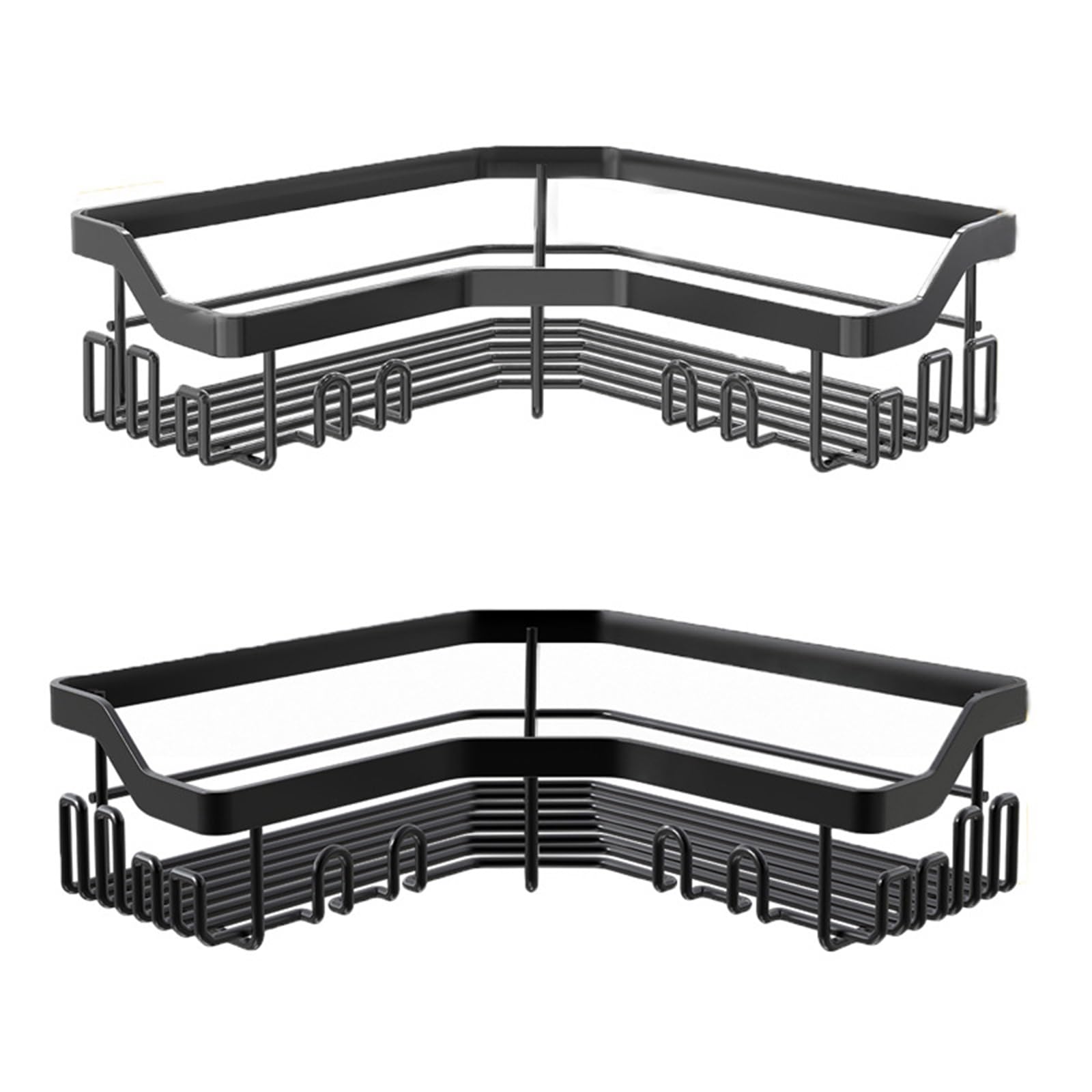 Corner Shower Caddy 2 Pcs Wall-Mounted No Drilling Hanger Storage Rack for Kitchen Bathroom No Drilling Shower Shelf