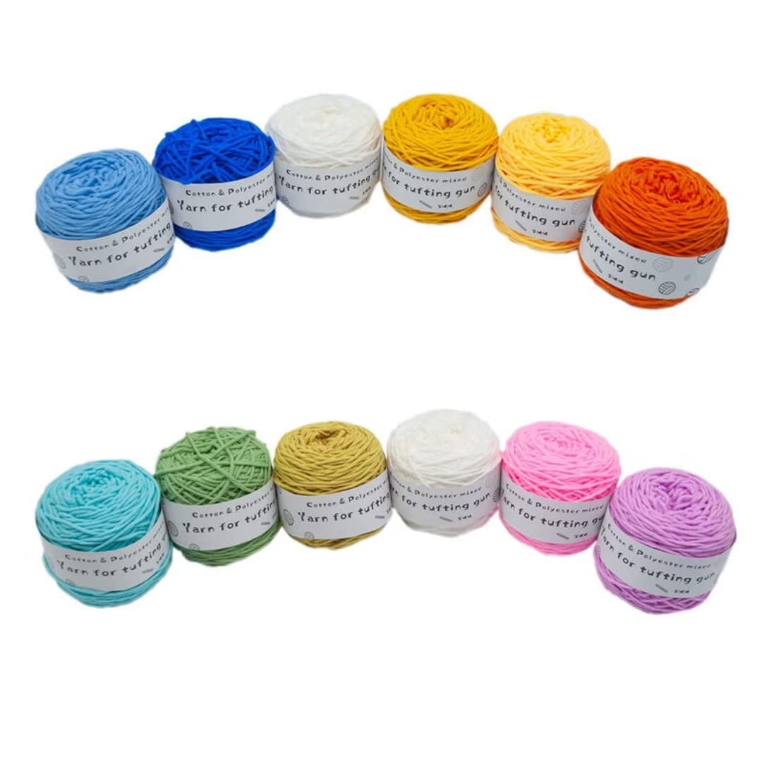 8 fili professionali di filato tufted per pistola tufting 195 g/rotolo, gomitolo di lana in misto poliestere e cotone, spessore 5 mm, per lavori a maglia/punzonatura, circa 200 metri per rotolo