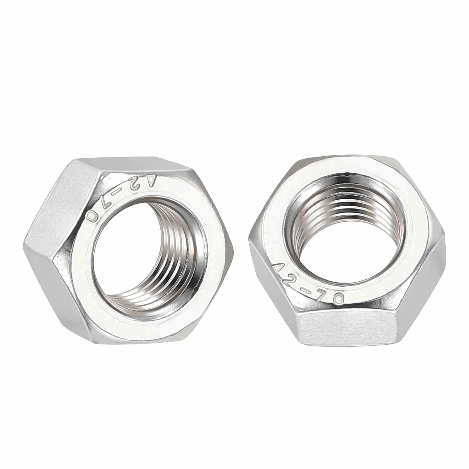 Kozelo 5pcs Hex Nuts - [M12-1.5] 304 Stainless Steel 18-8 (A2-70) Hardware Nuts for Mechanical Repair & Assembly, Standard Metric Fine Thread Nut, Bright Finish, Silver