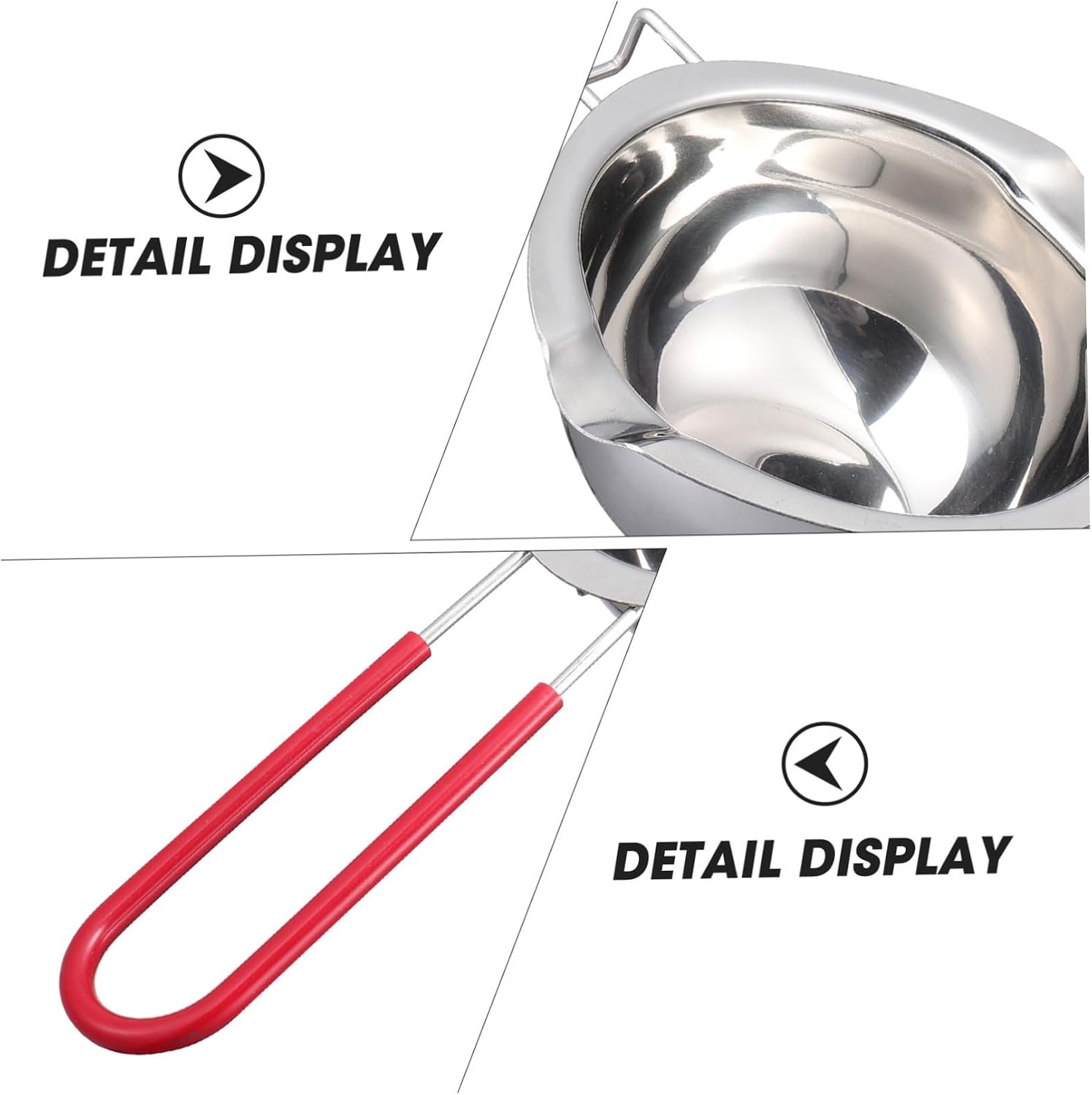 Chocolate Melting Pot Lid, Stainless Steel and Silicone Handle